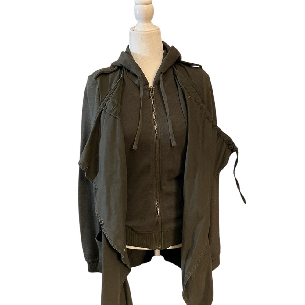 Topshop Army Green Double Layer Hooded Military/ Utility Style Jacket Size 4